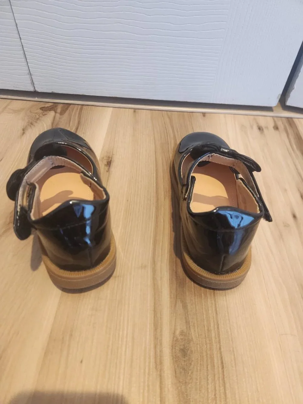 Black Patent Mary Jane Shoes with velcro strap and Bow